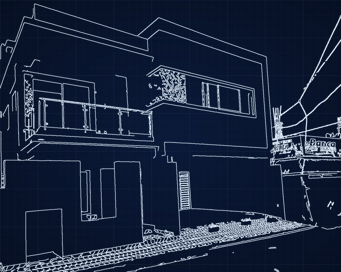 Plano lineal de una vivienda de dos niveles